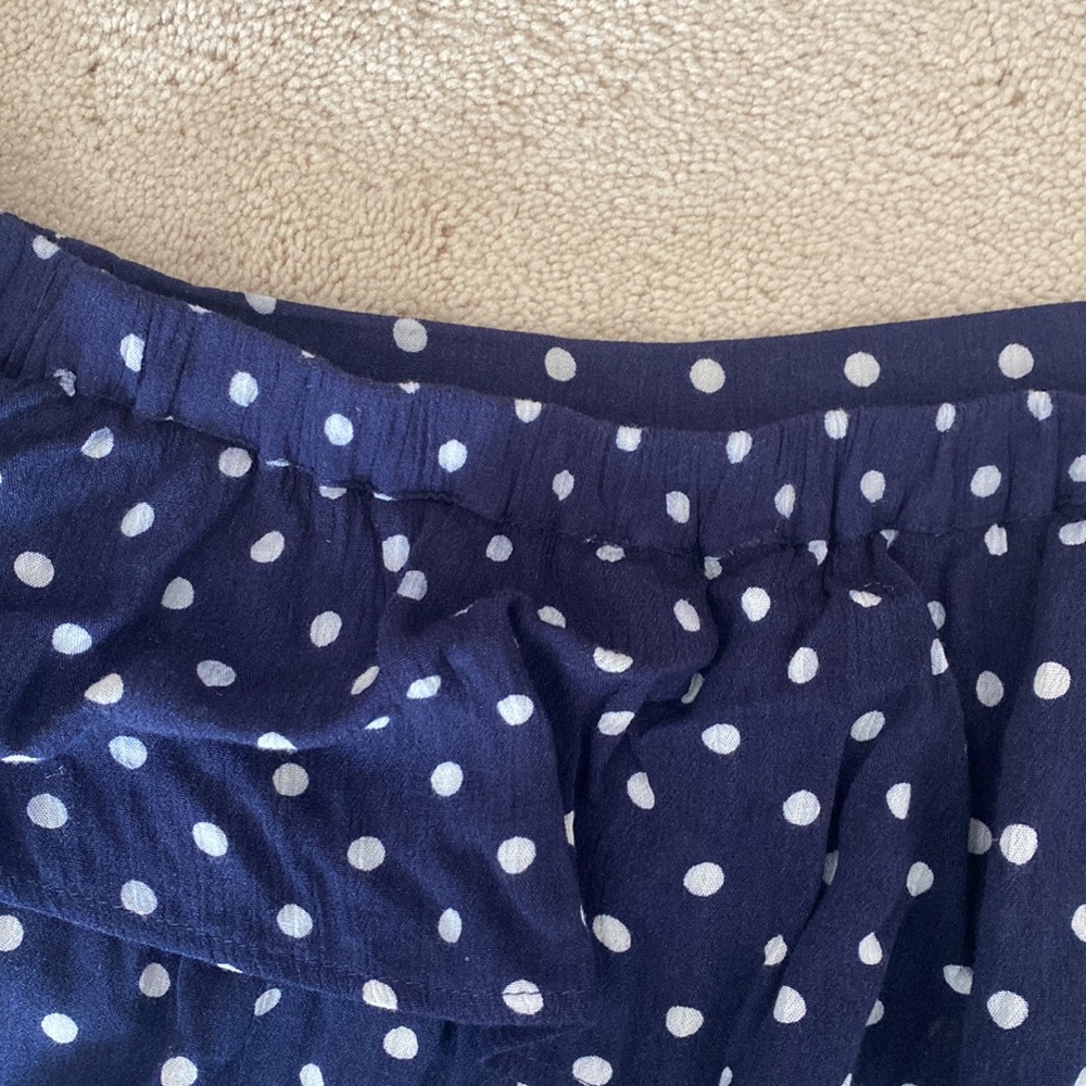 Chloe & Katie ruffled off shoulder blue/white polka dots shirt/blouse. - Picture 9 of 11